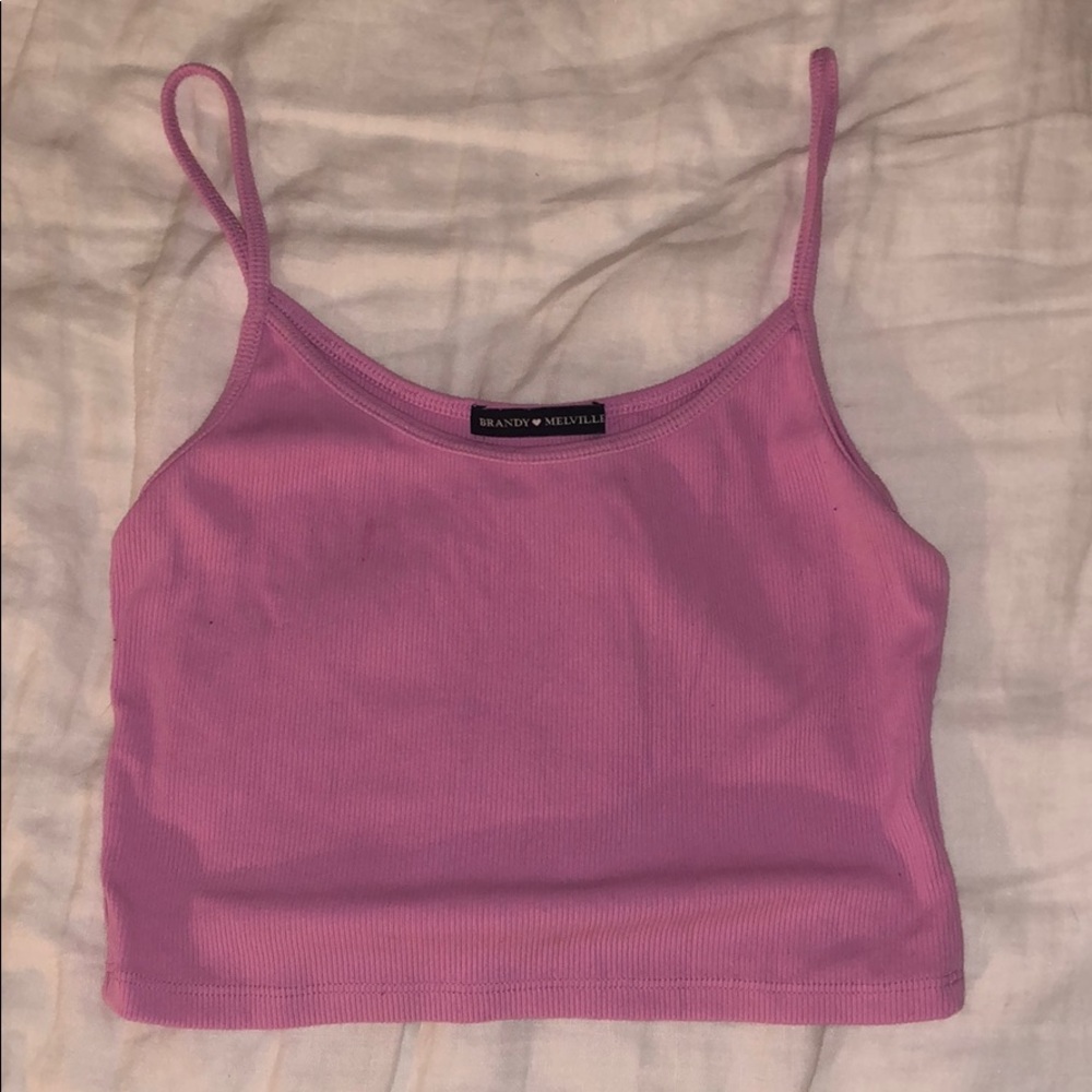 Pink basic cropped tank top